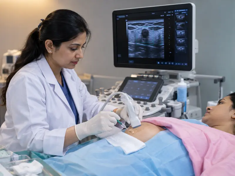 Guided Biopsy tissue sampling and ultrasound assessment report at Henotic Diagnostics Kharghar