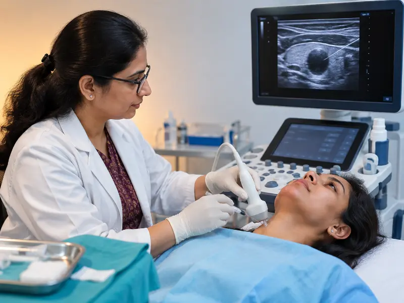 Professional Guided FNAC ultrasound imaging at Henotic Diagnostics Kharghar