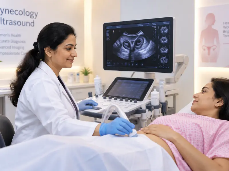 Professional Gynecology Ultrasound imaging at Henotic Diagnostics Kharghar