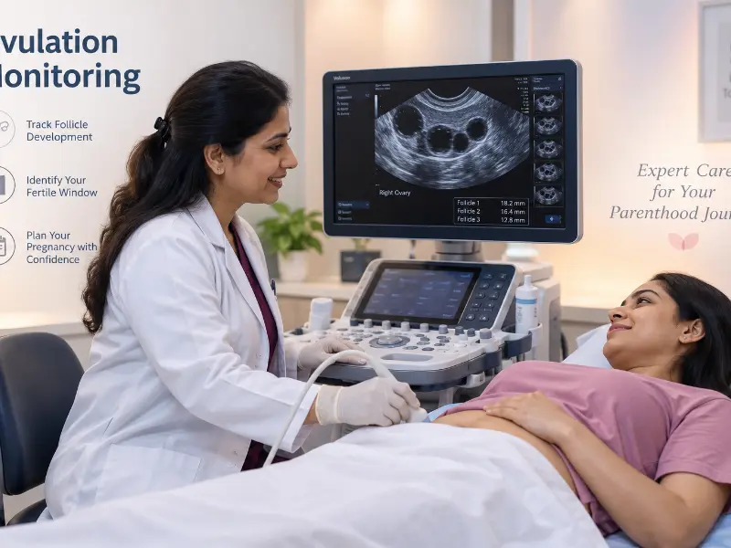 Professional Radiologist performing Ovulation Monitoring ultrasound scan at Henotic Diagnostics Kharghar