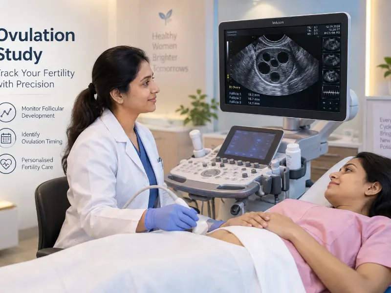 Professional Ovulation Study ultrasound imaging at Henotic Diagnostics Kharghar