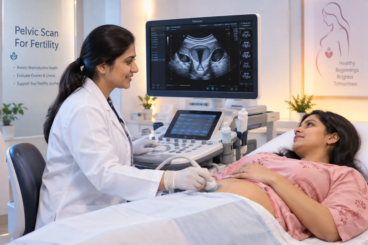 Professional Pelvic Scan For Fertility ultrasound imaging at Henotic Diagnostics Kharghar