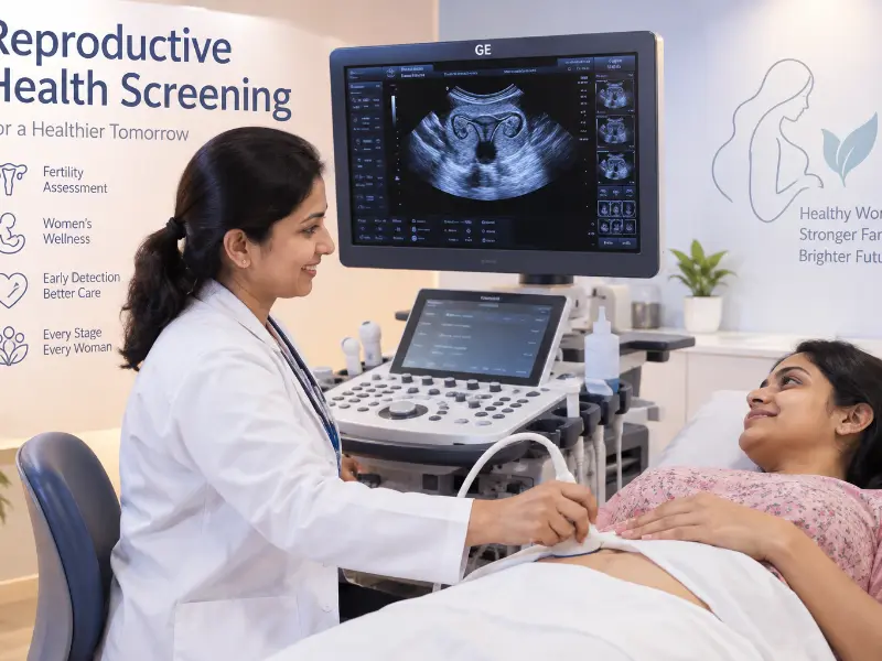 Professional Reproductive Health Screening ultrasound imaging at Henotic Diagnostics Kharghar