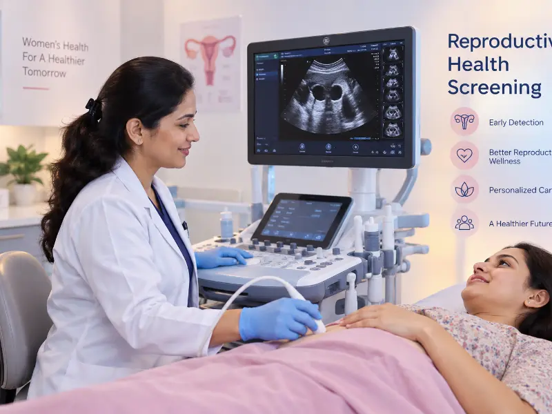 Advanced Reproductive Health Screening ultrasound machine at Henotic Diagnostics Kharghar