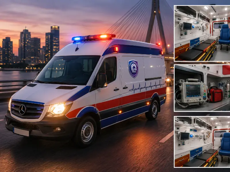 Stretcher ambulance ready for bedridden patient transport