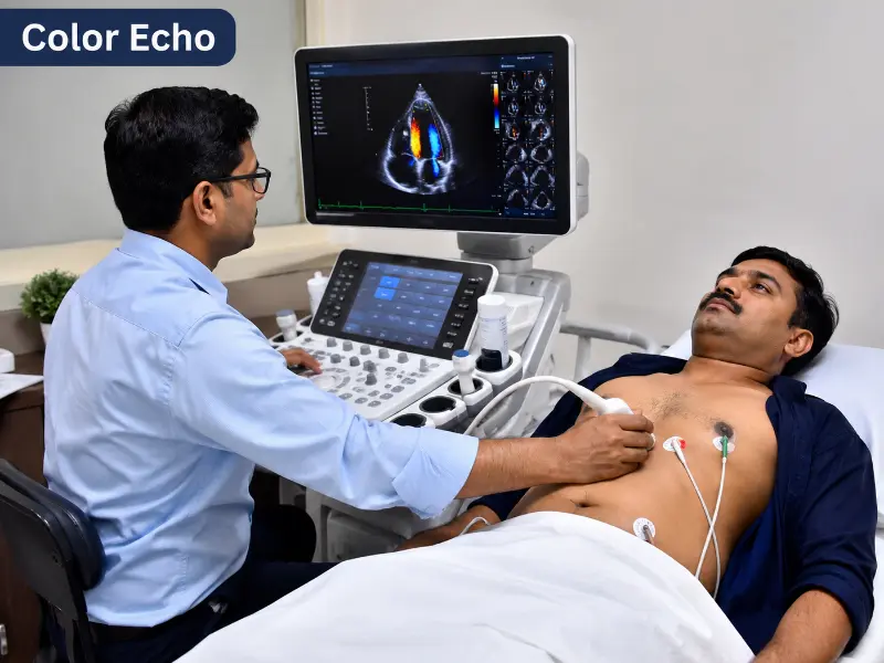 High-resolution Color Echo ultrasound suite displaying real-time intracardiac blood flow mapping