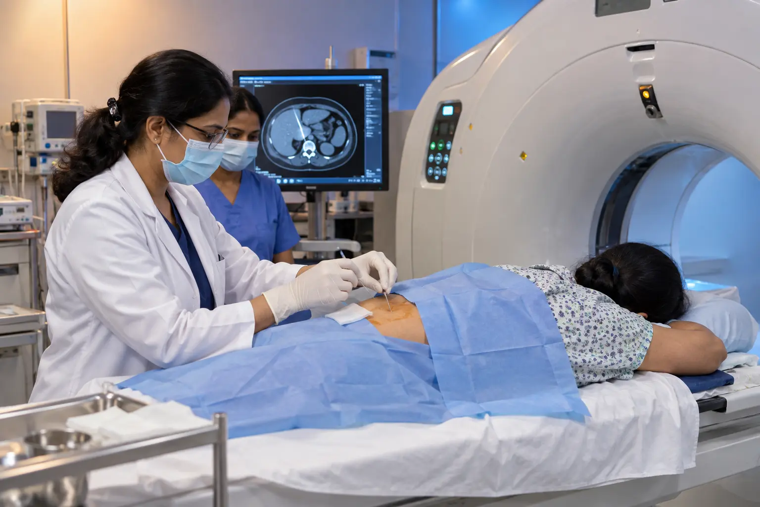 CT Guided FNAC interventional radiology suite at Henotic Diagnostics