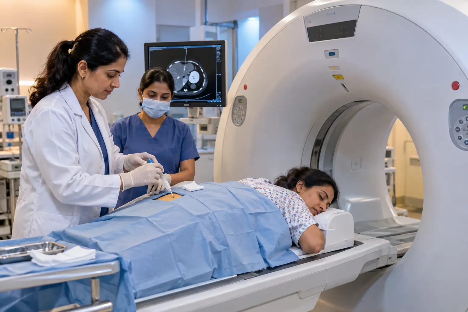CT Guided FNAC procedure at Henotic Diagnostics Kharghar serving Navi Mumbai