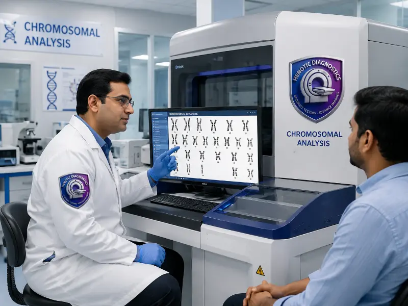 High-resolution cytogenetic metaphase microscope workstation for G-banded Chromosomal Analysis