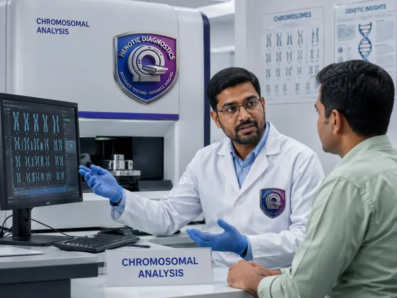 Computerized cytogenetic karyogram software mapping 23 paired human chromosomes