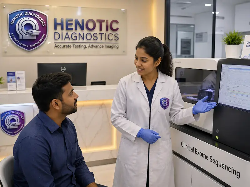 Senior clinical geneticist interpreting Clinical Exome Sequencing report for hereditary disorder diagnosis