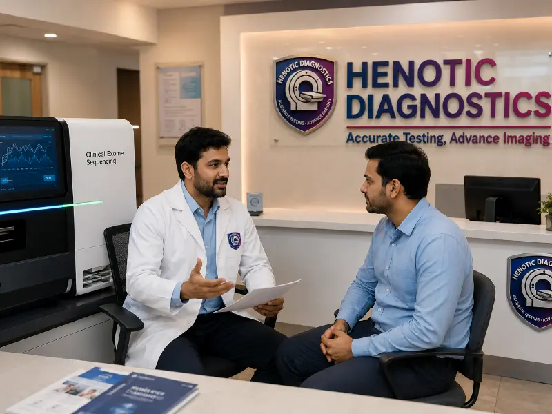 Henotic Diagnostics comfortable reception lounge for Clinical Exome Sequencing blood sample collection