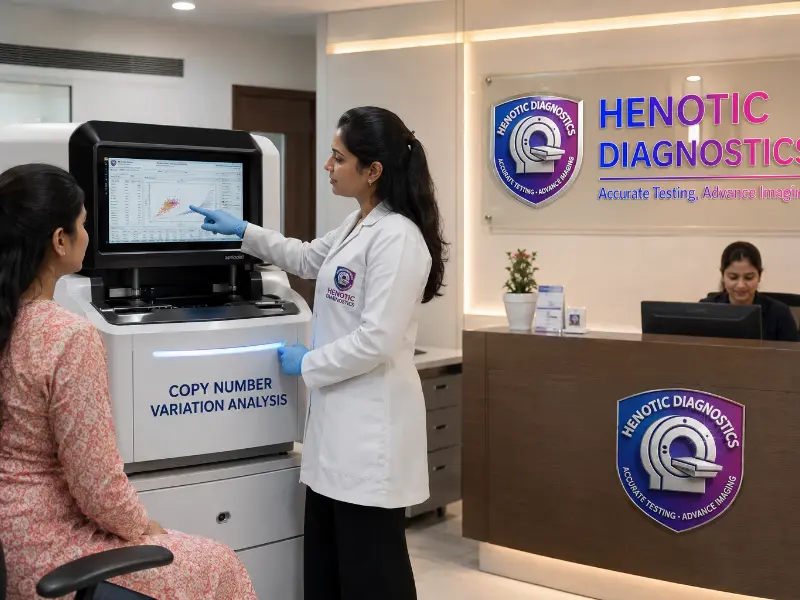 Senior clinical geneticist interpreting Copy Number Variation Analysis report for developmental disorders
