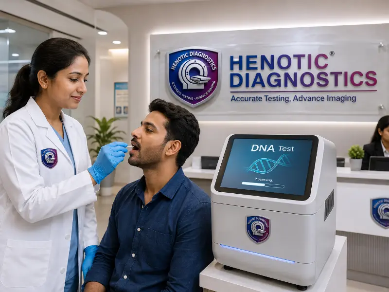 Senior clinical geneticist interpreting DNA Test sequencing results during consultation