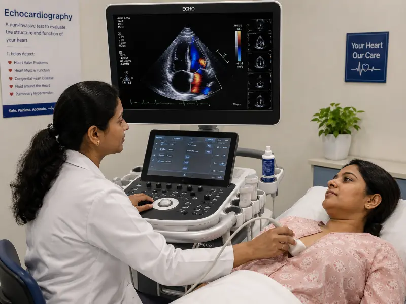 High-resolution Echocardiography ultrasound suite displaying real-time 2D cardiac chamber motion