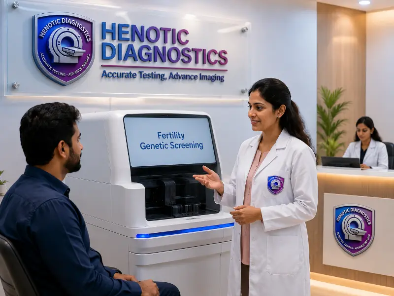 Henotic Diagnostics comfortable reception lounge for Fertility Genetic Screening blood sample collection