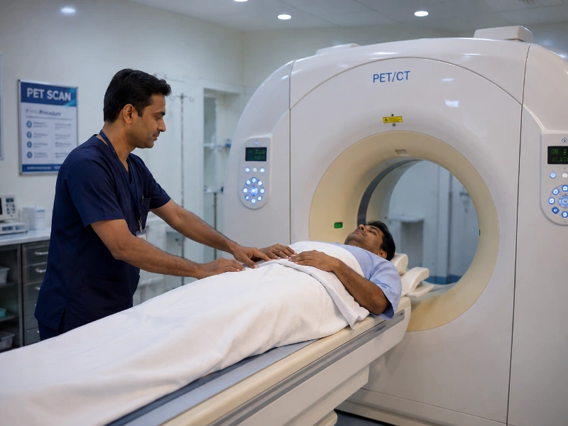 High-resolution PET CT scanner gantry for whole body molecular cancer staging