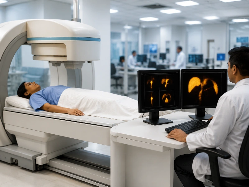 Advanced nuclear medicine scanner tracking real-time biliary kinetics and gallbladder function