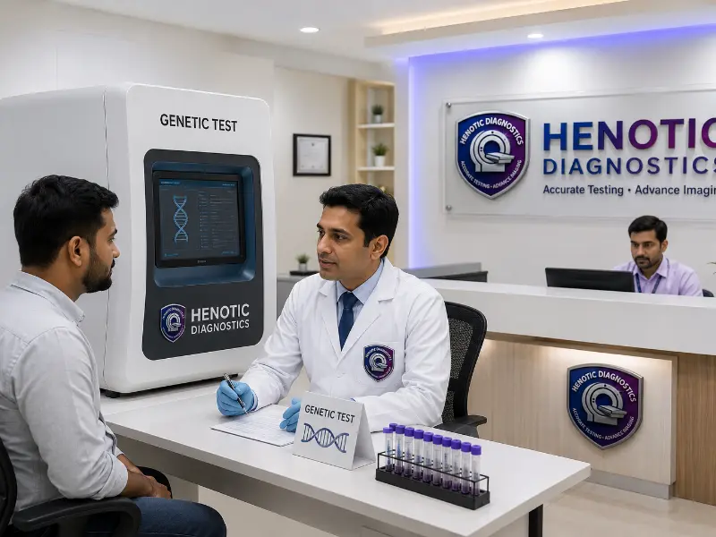 Henotic Diagnostics comfortable reception lounge for Genetic Test blood sample collection
