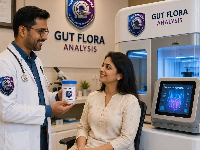 Clinical gastroenterologist interpreting Gut Flora Analysis report and designing custom probiotic therapy