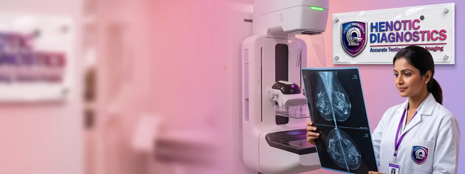 Digital 3D mammography unit for breast tissue imaging at Henotic Diagnostics advanced imaging Suite