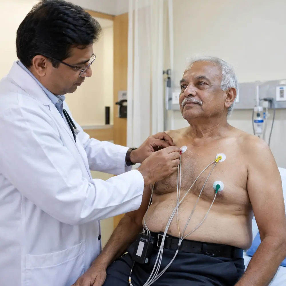 Holter monitor device for ambulatory ECG heart rhythm monitoring