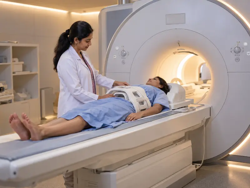 In addition, high-resolution 3T Lumbar Spine MRI scan display showing multiplanar disc cross sections