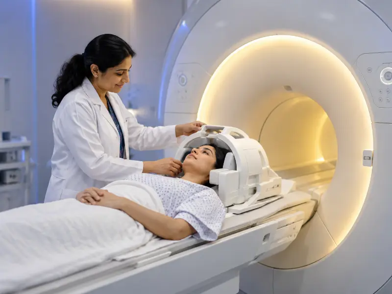 In addition, high-resolution 3T MRI Brain Screening scan display showing multiplanar cerebral cross sections