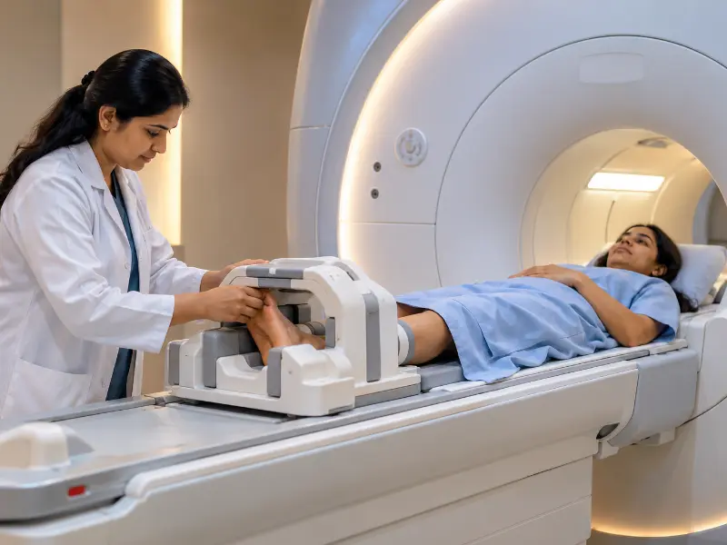 In addition, high-resolution 3T MRI Foot scan display showing multiplanar cross sections