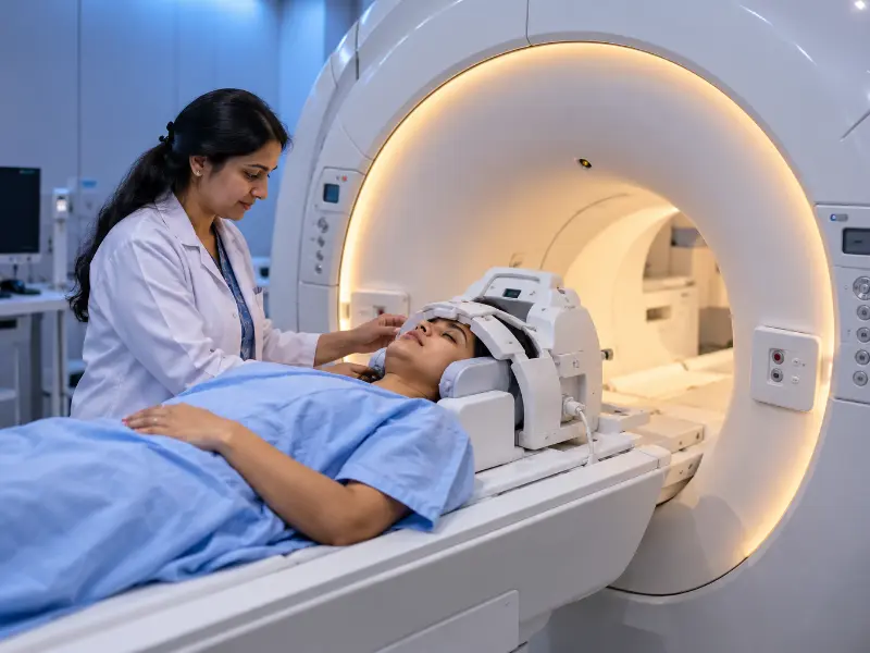 In addition, high-resolution 3T MRI Orbit scan display showing multiplanar soft tissue cross sections