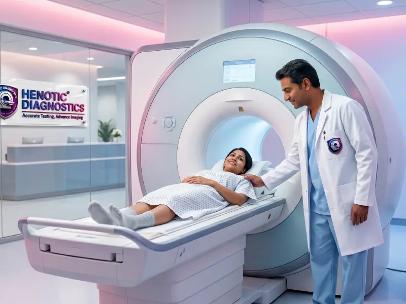Patient undergoing a safe and comfortable MRI Brain scan procedure