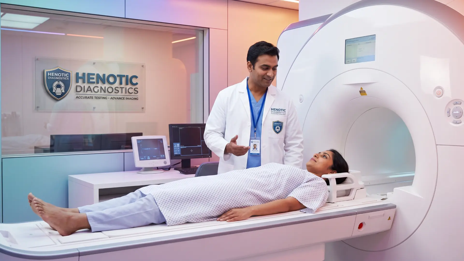 Advanced MRI Brain Angiography imaging results on a diagnostic monitor
