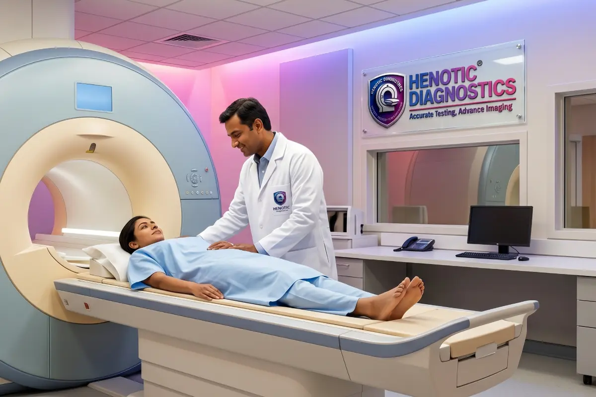 Patient undergoing a safe MRI Prostate scan in Vashi Navi Mumbai