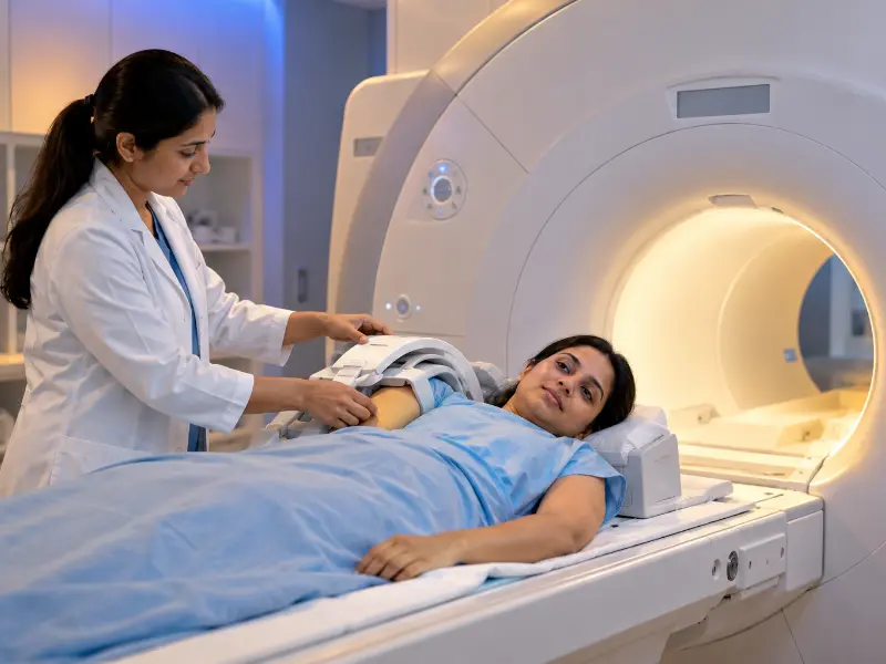 In addition, high-resolution 3T MRI Shoulder scan display showing multiplanar cross sections