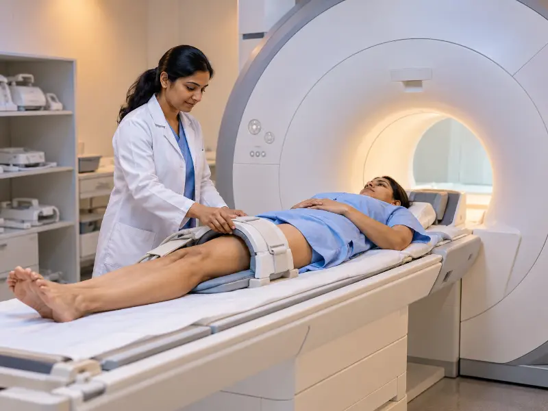 In addition, high-resolution 3T MRI Thigh scan display showing multiplanar muscle cross sections