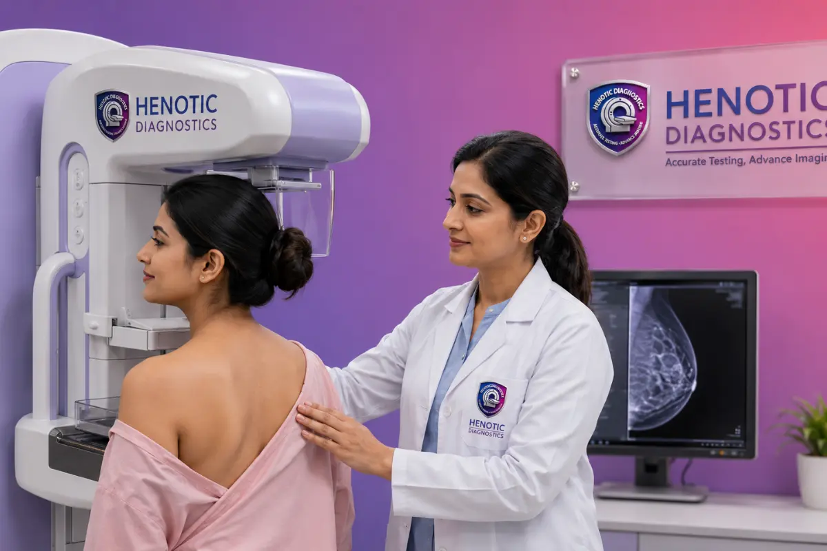 Patient preparing for a safe and comfortable breast imaging scan