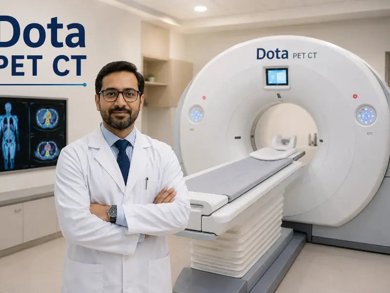 Dota PET CT scan diagnostic display showing somatostatin receptor expression