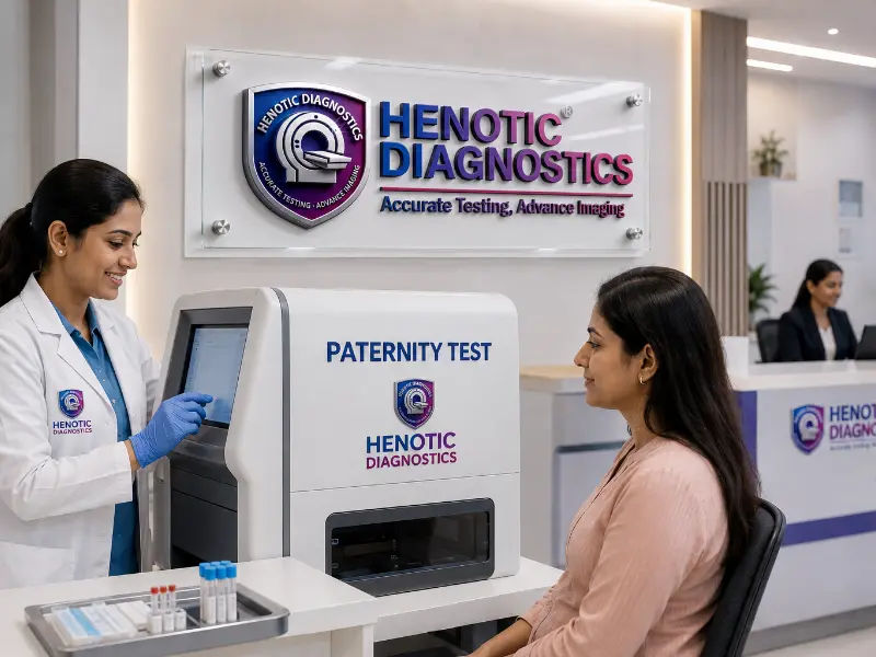 Automated capillary electrophoresis DNA analyzer comparing STR genetic markers for paternity testing