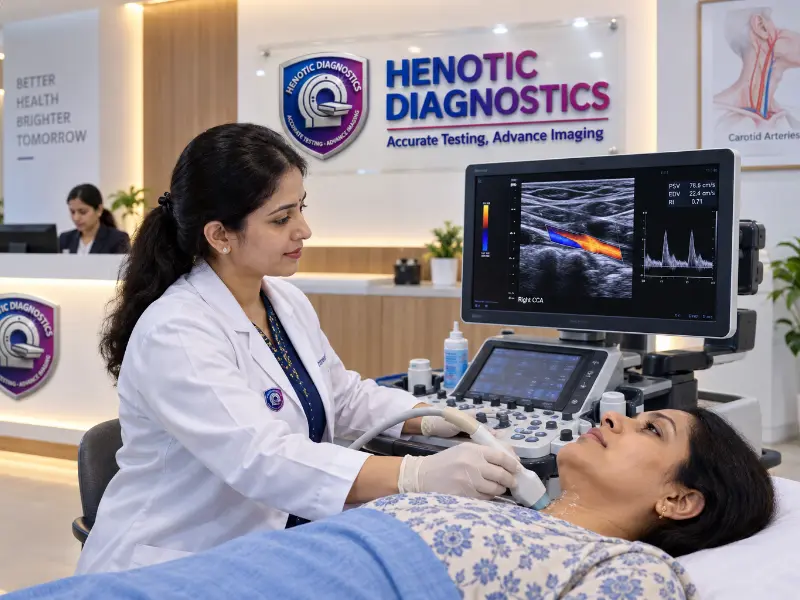Professional Carotid Doppler ultrasound imaging at Henotic Diagnostics Kharghar