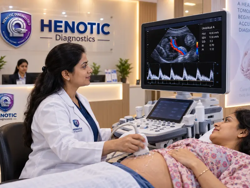 Advanced Umbilical Artery Doppler ultrasound machine at Henotic Diagnostics Kharghar