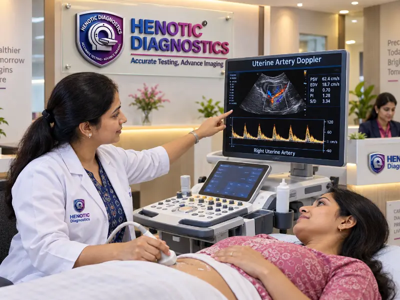 Advanced Uterine Artery Doppler ultrasound machine at Henotic Diagnostics Kharghar