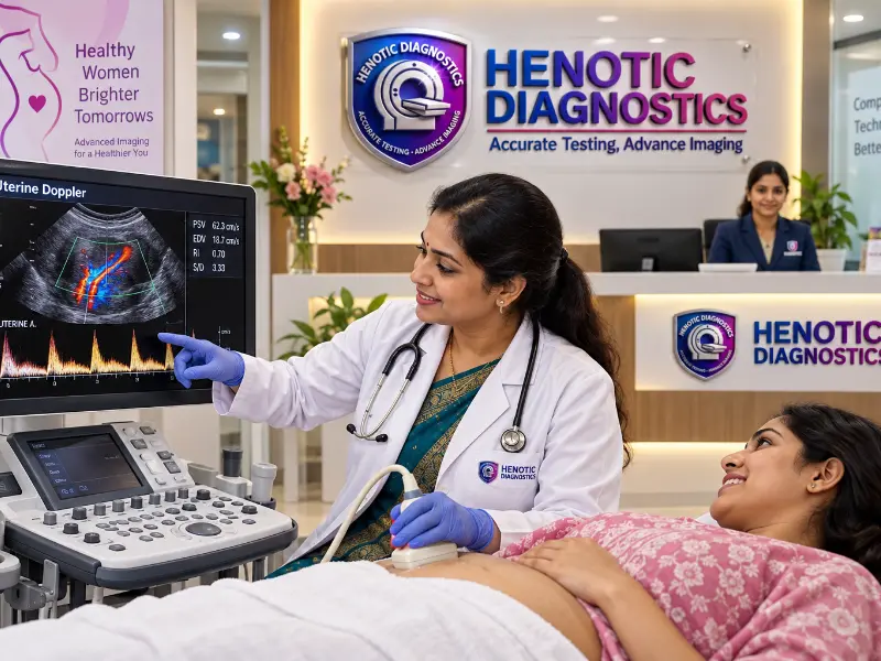 Professional Uterine Doppler ultrasound imaging at Henotic Diagnostics Kharghar