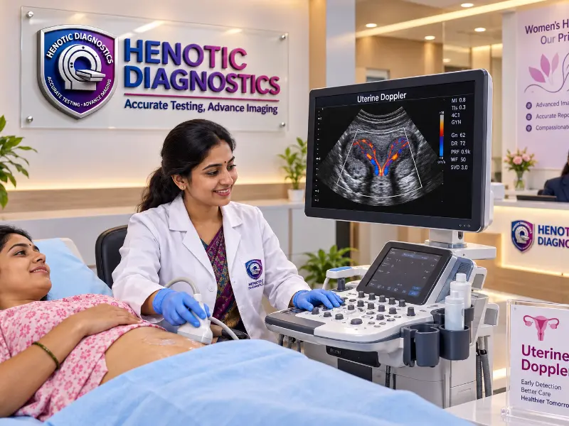 Advanced Uterine Doppler ultrasound machine at Henotic Diagnostics Kharghar