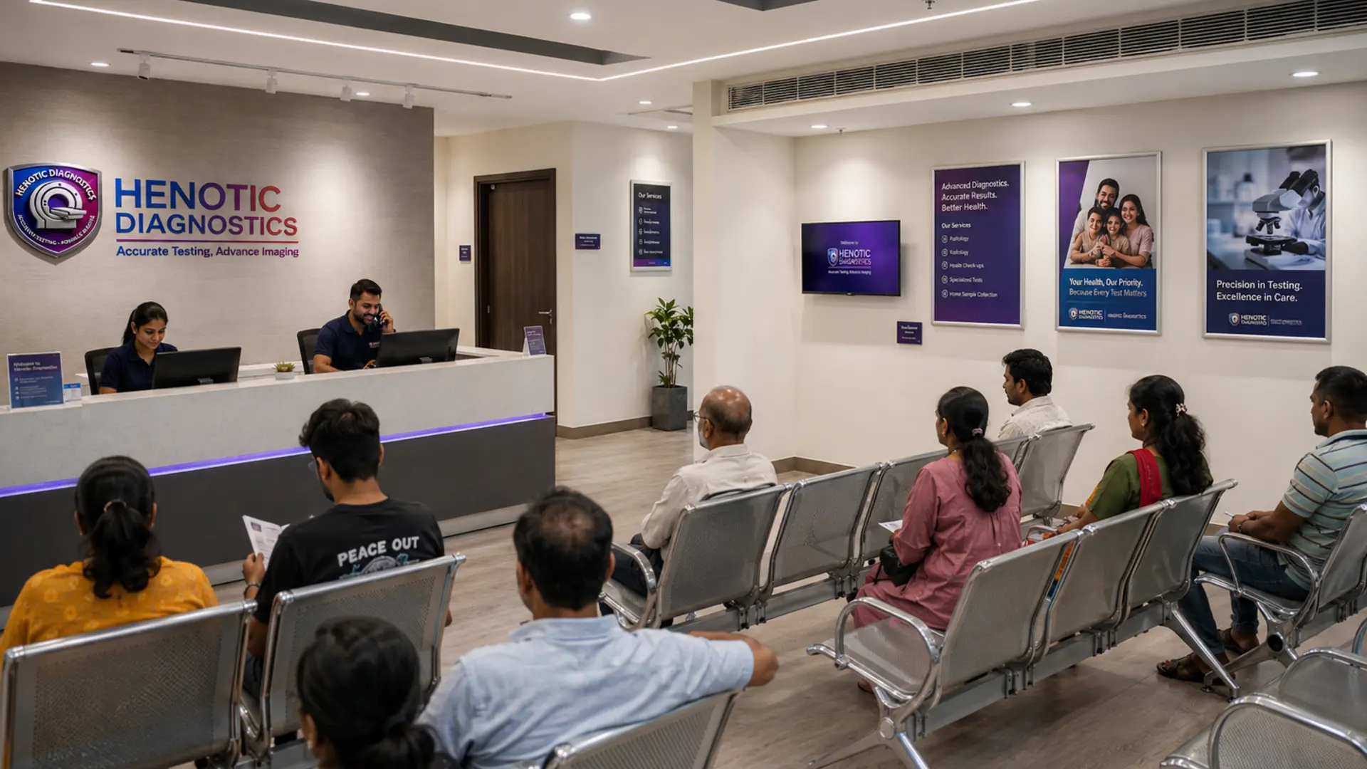Henotic Diagnostics comfortable reception and patient waiting lounge for cardiac TMT tests