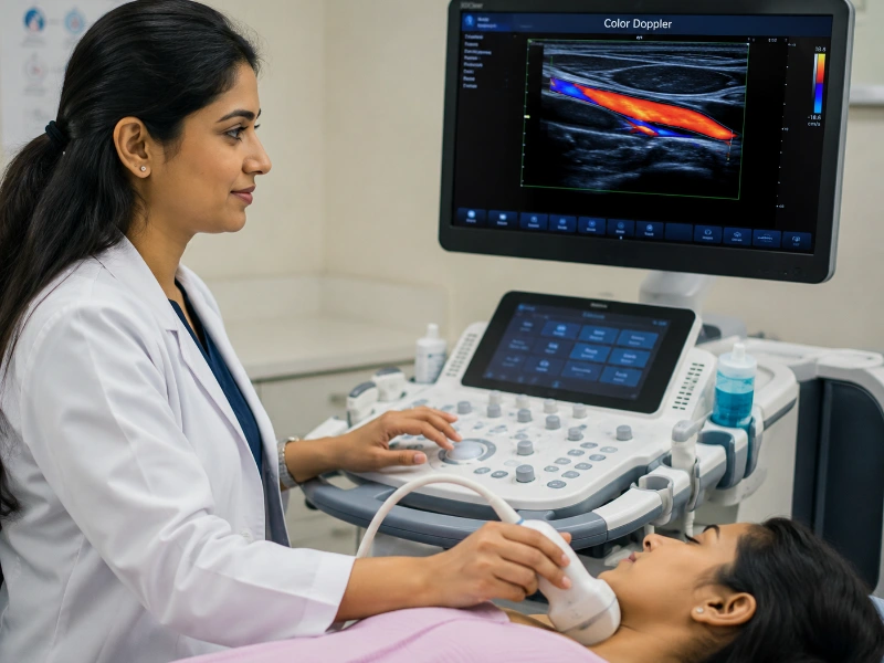 Professional color doppler ultrasound imaging at Henotic Diagnostics Kharghar