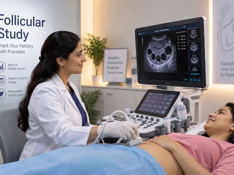 Advanced Follicular Study ultrasound machine at Henotic Diagnostics Kharghar