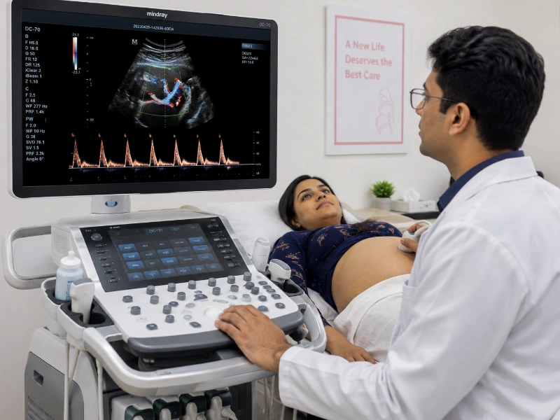 Professional obstetric doppler ultrasound imaging at Henotic Diagnostics Kharghar