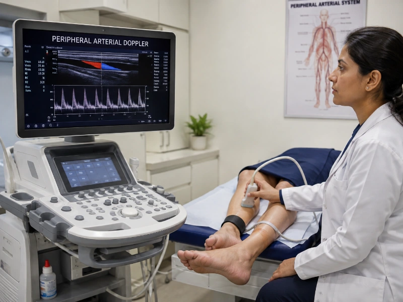 Qualified Radiologist performing Peripheral Arterial Doppler scan