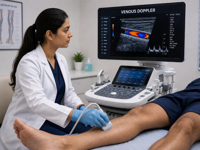 Professional venous doppler ultrasound imaging Technology at Henotic Diagnostics Kharghar
