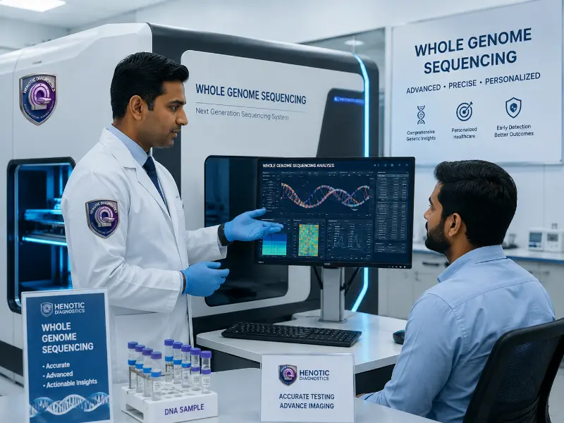 Whole-Genome Sequencing WGS covering coding and non-coding regions at Henotic Diagnostics at Henotic Diagnostics diagnostic lab